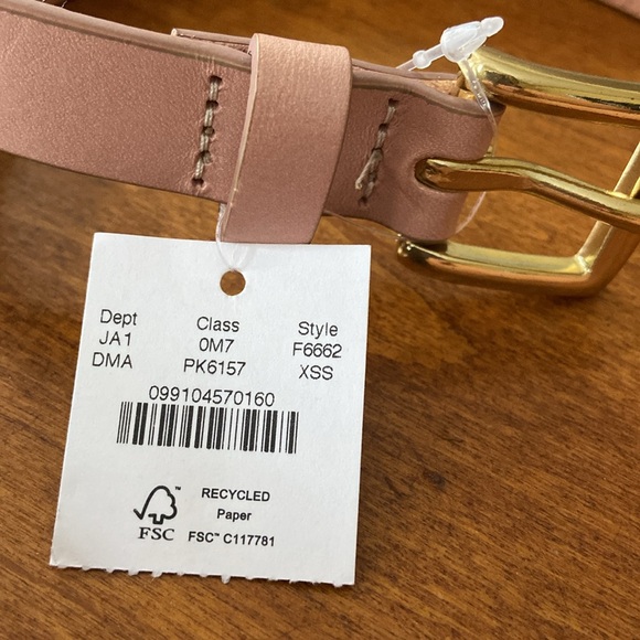 J. Crew Perforated Italian Leather Belt, XS/S, Dark Mauve (Nude/Blush/Pink), NWT - Picture 2 of 10